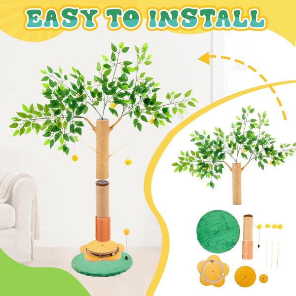 Nuanchu 41 Inch Tall Cat Scratching Post Tree for Indoor Cats Adults, Scratcher Tree Tower with Sisal Rope, Large Cats Scratching Posts with Hanging Ball for Kittens and Medium Large Pet5