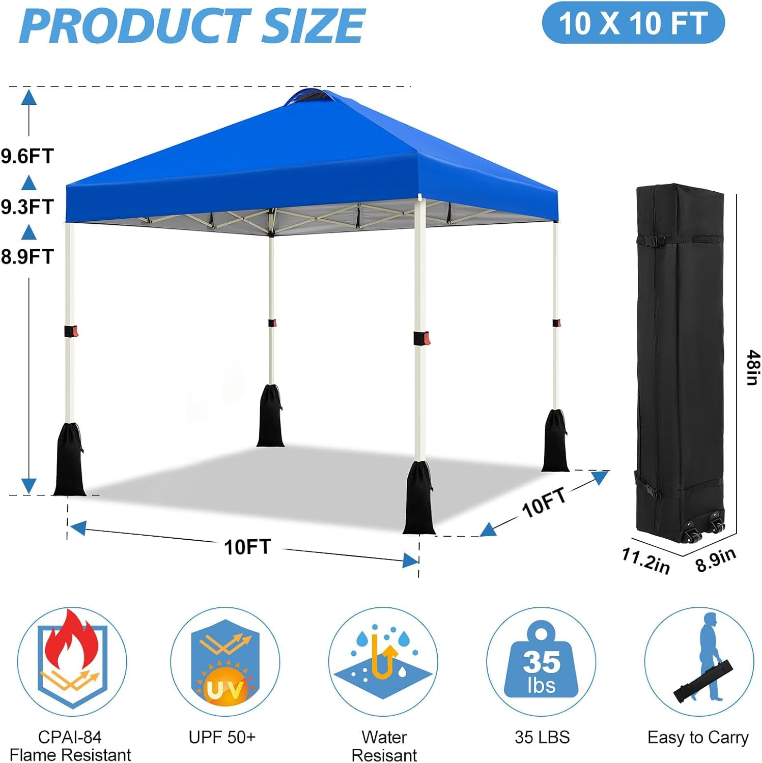 10x10-pop-up-canopy-tent-1-button-push-setup-canopy-tent-adjustable-height-instant-portable-shelter-portable-roller-bag-easy-outdoor-sun-shade-for-events-4-weight-bags-blue