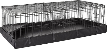 Amazon Basics Leakproof Canvas Bottom Guinea Pig Cage, Easy to Clean Small Animal Habitat with Divider Set, Indoor/Outdoor, Portable, No Tools Needed, 47.6"L X 24.2"W X 14"H, Black1