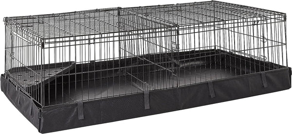 Amazon Basics Leakproof Canvas Bottom Guinea Pig Cage, Easy to Clean Small Animal Habitat with Divider Set, Indoor/Outdoor, Portable, No Tools Needed, 47.6"L X 24.2"W X 14"H, Black1