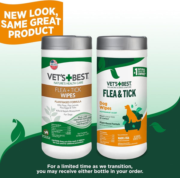Vet'S Best Flea & Tick Wipes for Dogs, Plant-Based, Pest Control, 50 Count | Plant-Based Flea & Tick Wipes, Essential Oils, Helps Control Fleas & Ticks, for Dogs, Kennels & Home Use9