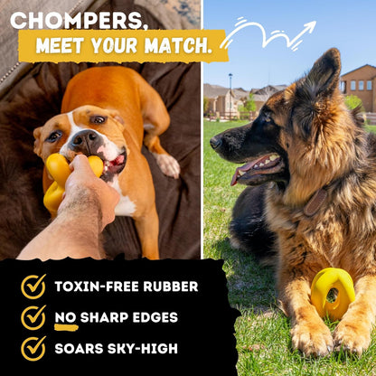 Indestructible Dog Ball - Lifetime Replacement - Durable Dog Toy for Aggressive Chewers - Safe, Non-Toxic Natural Rubber - Chew, Tug & Fetch - Tough, Heavy Duty Chew Toy - 4” (Softball Size)4