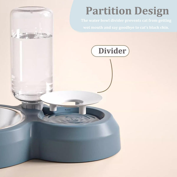 Double Dog Cat Bowls, Pets Food and Water Bowl Set with Silicone Mat | Pets Food and Water Bowl Set with Automatic Water Dispenser Stainless Steel Bowl, Gravity Feeder for Cats Small Dogs Puppies5