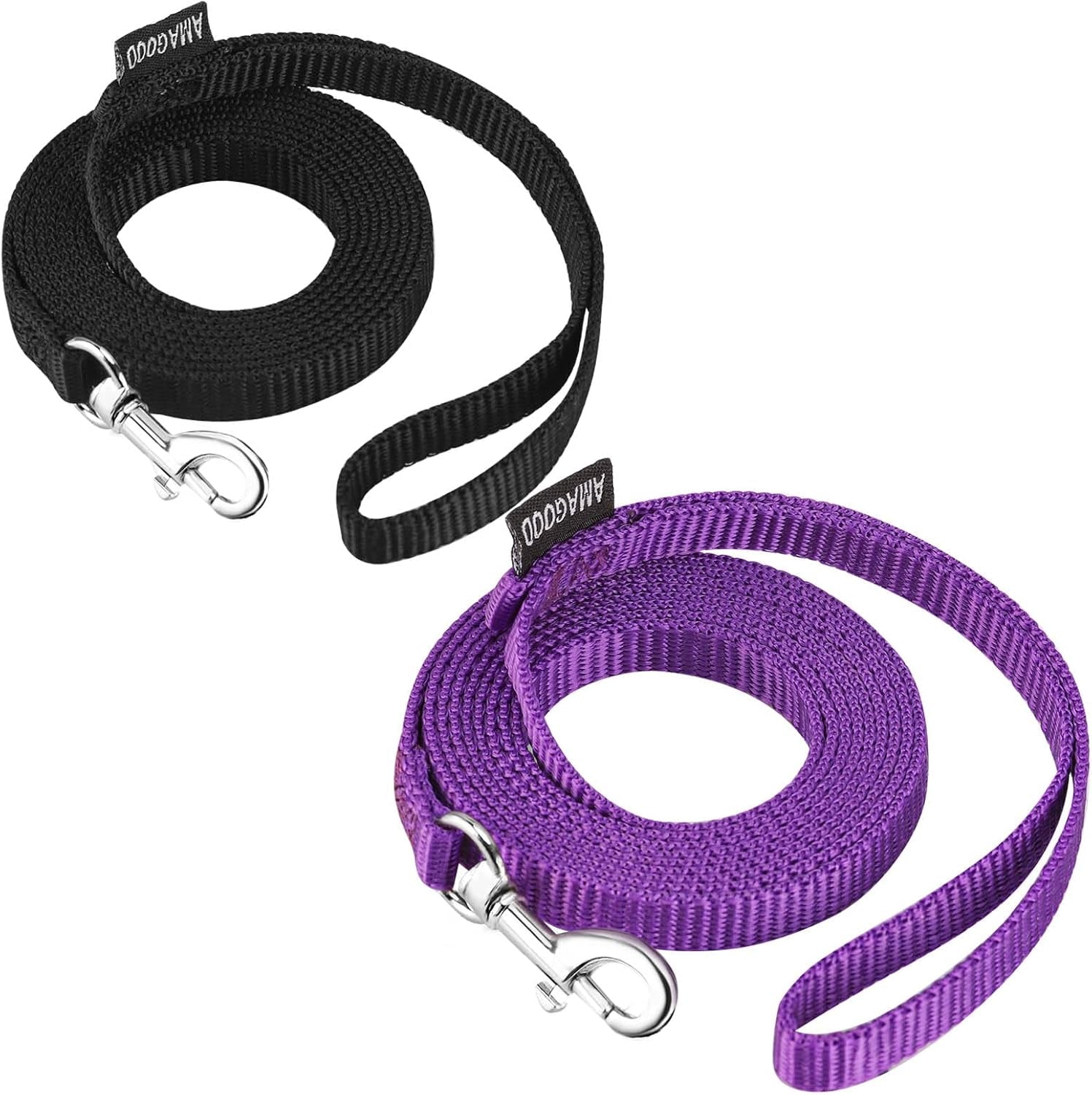 amagood-6-ft-puppy-leash-strong-traditional-style-with-easy-to-use-collar-hook-great-for-small-medium-and-large-dogs-5-8in-x-6-ft-purple