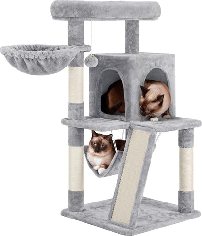 Yaheetech Cat Tree Tower, 40-Inch Condo with Hammock, Oversized Soft Platform, Scratching Board, Basket, Pet Beds & Furniture for Large Kittens, Dark Gray | Roomy Top Perch Lets Big Cats Lounge and Survey the Room, plus a Sturdy Multi-Level Design, Cozy Condo and Soft Plush10