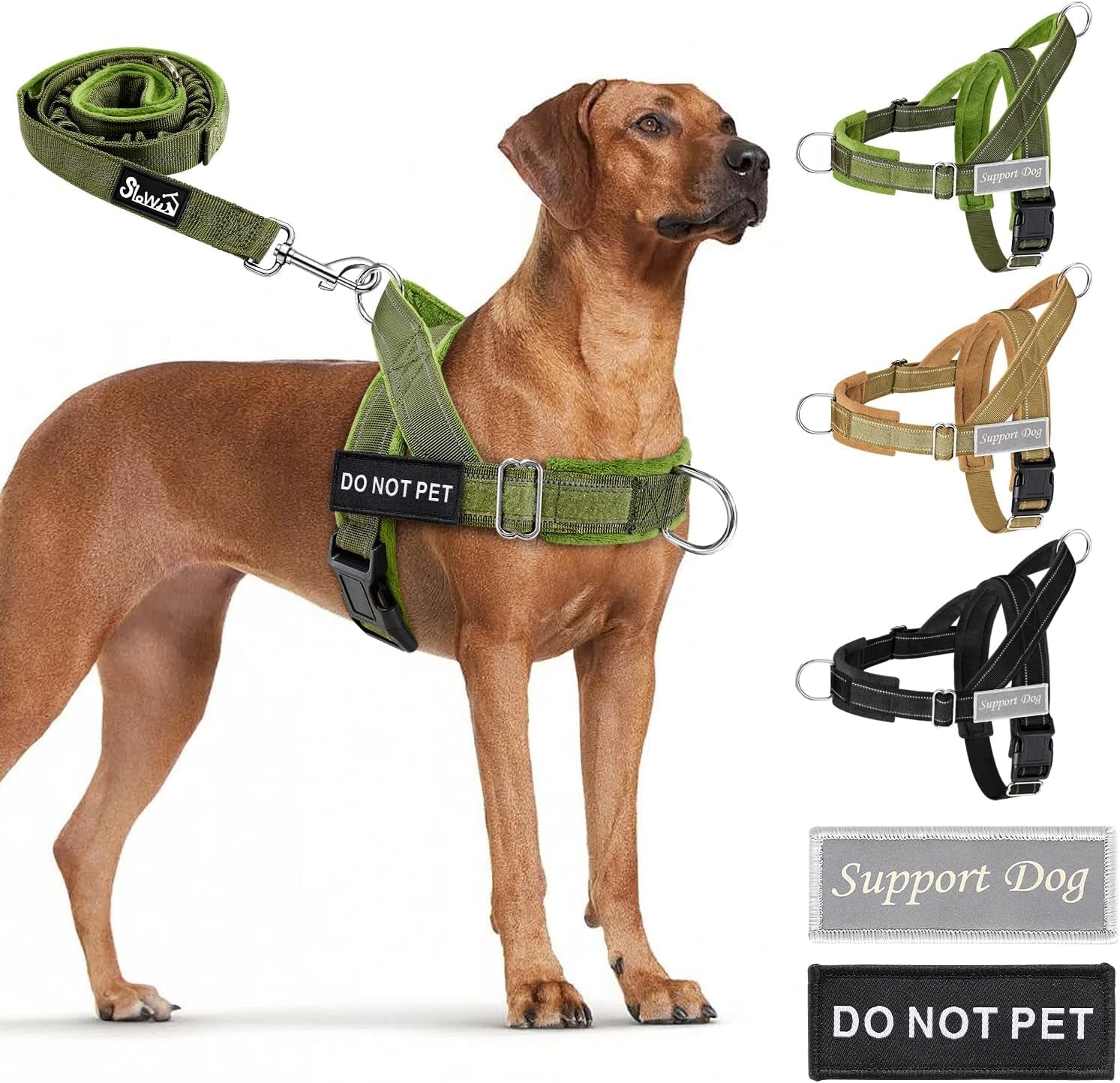 slowton-no-pull-dog-harness-heavy-duty-dog-harness-and-leash-set-for-medium-large-dogs-reflective-tactical-harness-with-soft-padded-and-front-clip-for-easy-walk-and-training-black-l