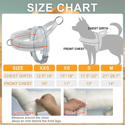 BEAUTYZOO Dog Harness No Pull, Quick Fit Dog Harness and Leash Set, Escape Proof Vest Harness with Soft Handle, Reflective Breathable Mesh Padding Harness for Medium Size Dog Training Walking, Beige M7