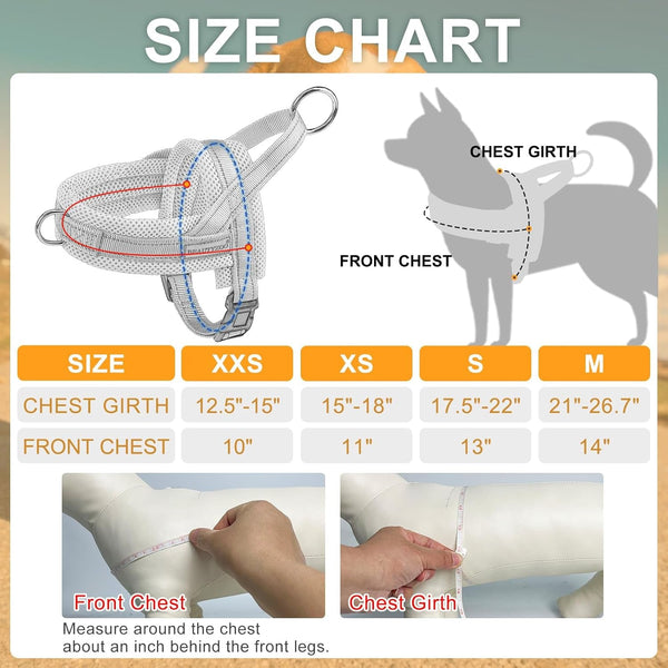 BEAUTYZOO Dog Harness No Pull, Quick Fit Dog Harness and Leash Set, Escape Proof Vest Harness with Soft Handle, Reflective Breathable Mesh Padding Harness for Medium Size Dog Training Walking, Beige M7