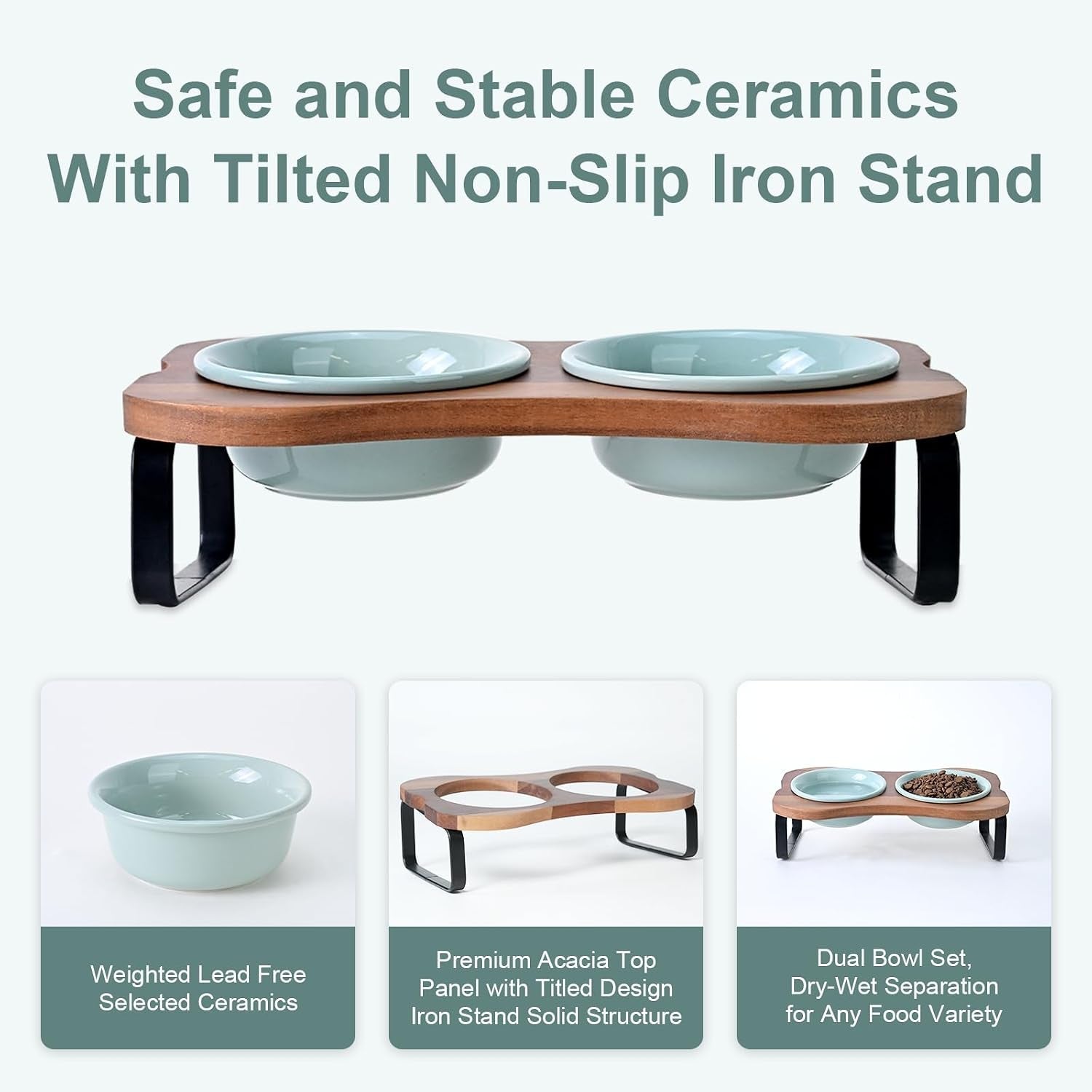 spunkyjunky-ceramic-elevated-tilted-dog-bowls-bone-shaped-raised-with-2-height-iron-stand-4-9-dog-and-cat-food-water-bowls-set-non-slip-for-puppy-kitten-small-sized-breed-7-oz-light-green
