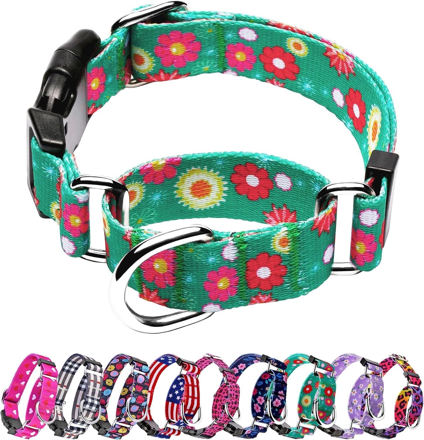 hikiko-martingale-collar-for-dogs-adjustable-soft-nylon-dog-collars-with-cute-patterns-for-small-medium-large-dog-pink-butterfly-medium