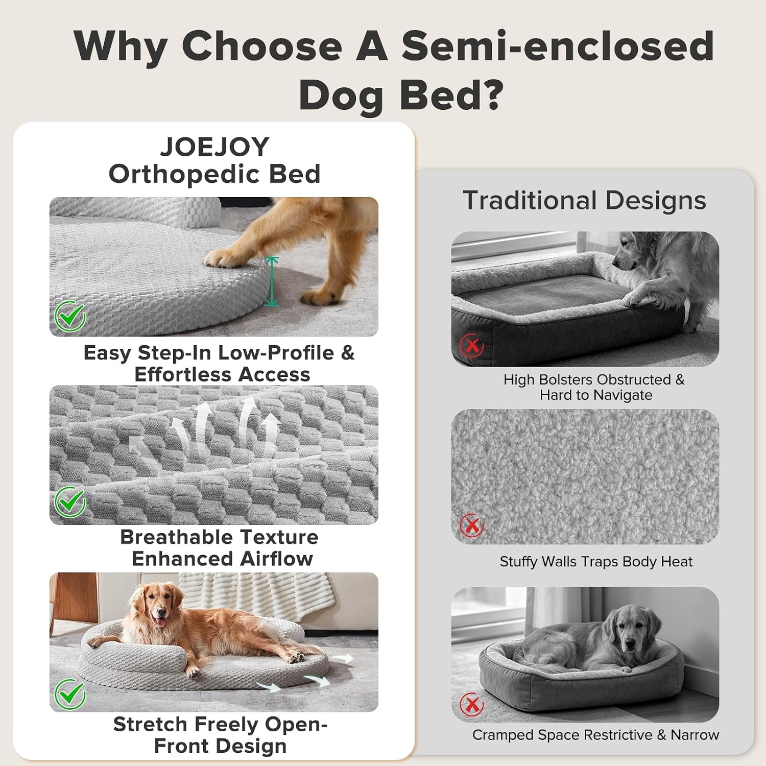 joejoy-xl-orthopedic-dog-beds-large-sized-dog-extra-large-washable-waterproof-oval-large-dog-bed-with-removable-cover-egg-crate-foam-pet-bed-with-bolster-non-skid-bottom-light-grey-42x31