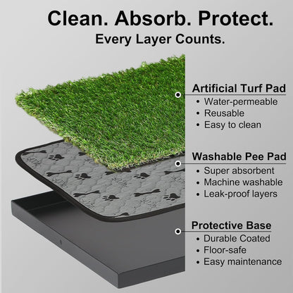 Stylish Indoor Dog Potty with High Walls, Durable Washable Fake Grass Mat, Splash Guard Design for Mess-Free Diagonal Peeing – Blends with Home Decor, Ideal for Indoor & Balcony Use4