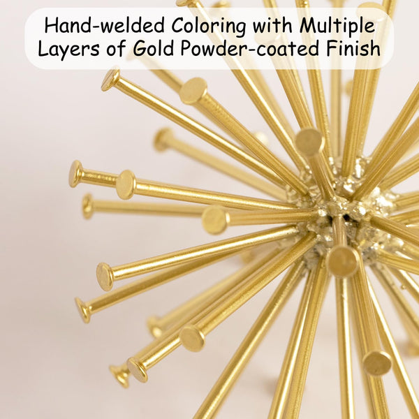 4.5” Metal Spike Sphere Tabletop Decor, Gold Geometric Decorative Ball | Abstract Gold Sculpture Table Decorations for Home, Metal Art Decor Orb for Living Room Bedroom Office4