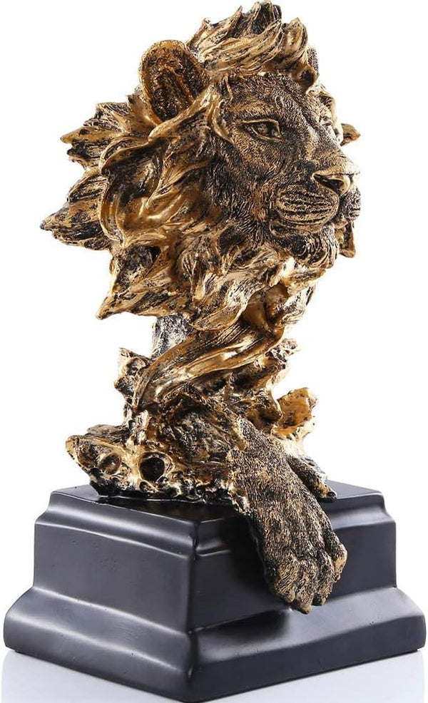 Sandstone Lion Statue, the King of Beast, Collectible Figurines, Golden | Statue Decoration for Home/Study/Living Room, Great Collectible Figurines, Best Gift for the Man, Golden Color (HH17-D2)2