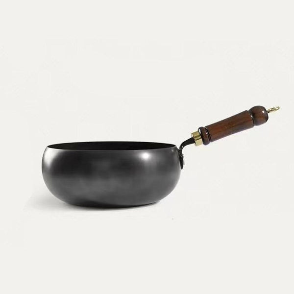 Refined Iron Wok with Wood Handle and Glass Lid, 9.45 in Flat Bottom Nonstick Stir Fry Pan for Gas, Induction, and All Stovetops6