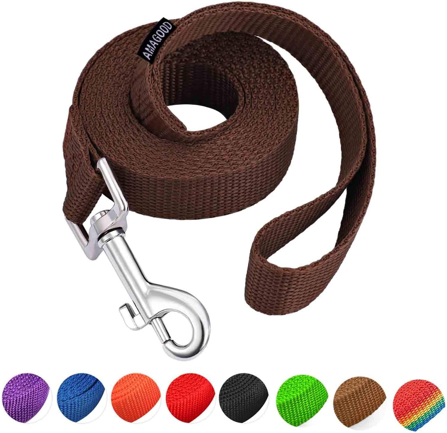 amagood-6-ft-puppy-leash-strong-traditional-style-with-easy-to-use-collar-hook-great-for-small-medium-and-large-dogs-5-8in-x-6-ft-purple