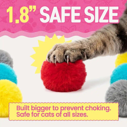 HA SHI 40 Count Catnip Fur Balls for Indoor Cats, 1.8 Inch Soft Plush Interactive Kitten Toy, Quiet Night Play, Colorful Fuzzy Poms3