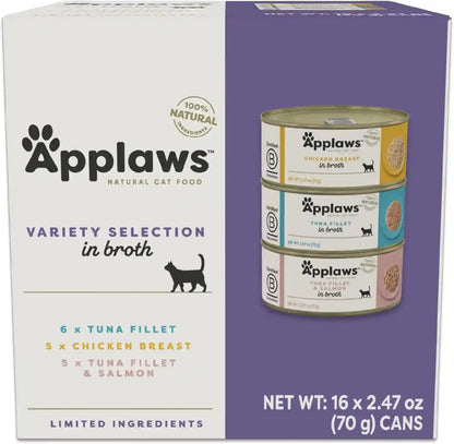 Applaws Fish Variety in Broth Wet Cat Food, 3-Flavor 12-Pack 2.47 Oz Cans | 100% Natural, High Quality Ingredients, High Protein, No Artificial Additives, Limited Ingredients15