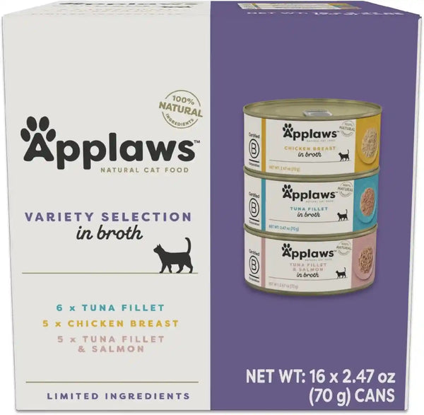 Applaws Fish Variety in Broth Wet Cat Food, 3-Flavor 12-Pack 2.47 Oz Cans | 100% Natural, High Quality Ingredients, High Protein, No Artificial Additives, Limited Ingredients15
