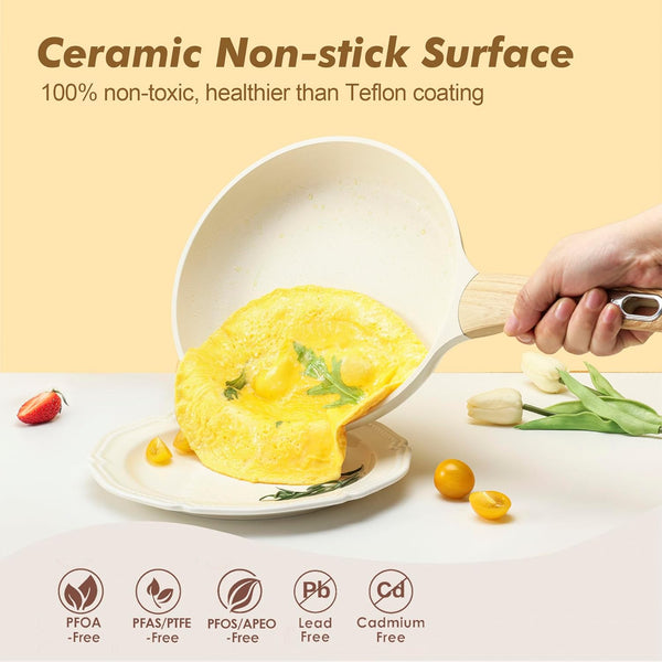 Ceramic Cookware Sets, Pots and Pans Set Nonstick, 20-Piece Induction Cookware, Non-Toxic Healthy Non Stick Kitchen Cooking Set with Stay-Cool Handles, PFAS PTFE PFOA PFOS Free2