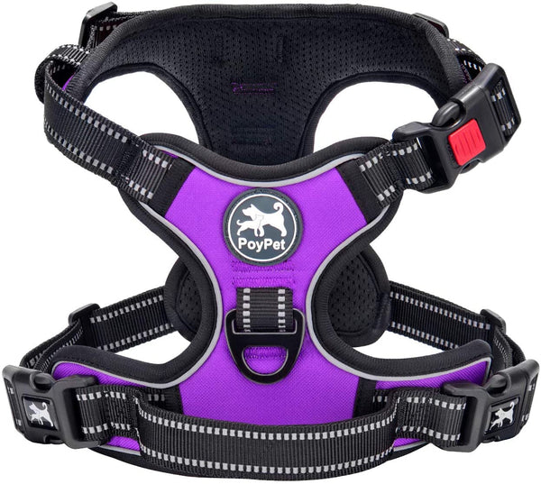 Poypet No Pull Dog Harness, No Choke Front Lead Dog Reflective Harness, Adjustable Soft Padded Pet Vest with Easy Control Handle for Small to Large Dogs(Pink, Medium)12