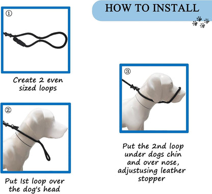 No Pull Dog Leash - Figure 8 Slip Lead Head Collar for Large Dogs (Black)6