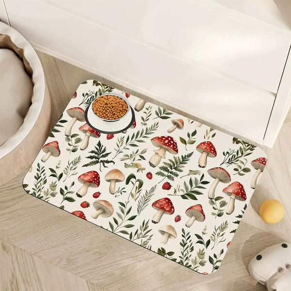 Cute Shark Dog Cat Food Mat,Absorbent Pet Feeding Mat with Rubber Backing,Non-Slip Water Bowl Placemat,Indoor Pet Accessories Supplies 12"X20"20