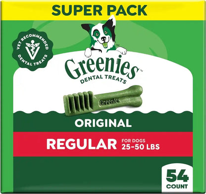 Greenies Regular Dental Dog Treats, Original Chicken Flavor, 36 Count | Clinically-Proven, Veterinarian-Recommended, 47% Less Tartar & 40% Less Plaque in 28 Days, for Dogs 25-50 Lbs, 36 Oz. Pack14