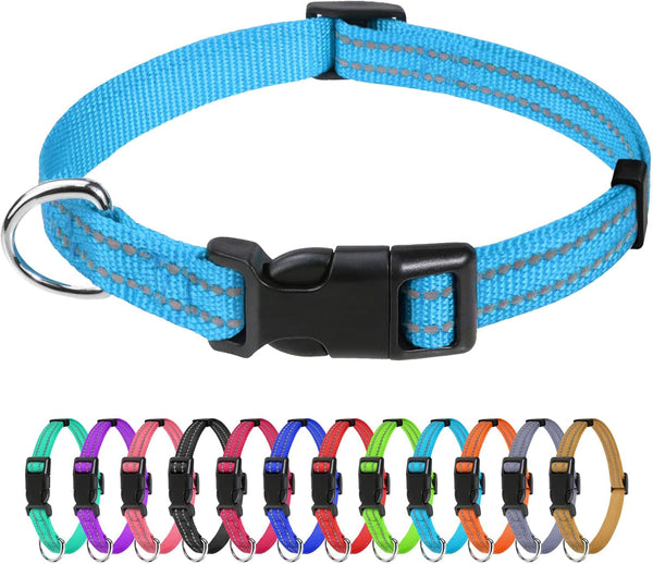 Tagme Small Dog Collar, Reflective Puppy Collar, Sky Blue, 3/8" Width | Lightweight, Nylon Collar for Puppies, Chihuahua, Yorkie & Teacup Dogs 5-15 Lbs, Reflective for Evening Walks, 12 Colors1