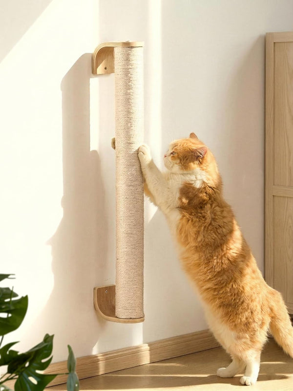 FUKUMARU Cat Wall Scratcher, 60" Tall Kitten Scratching Post | Natural Sisal Pole, Wall Mounted Climbing Tree for Indoor Large Cats9
