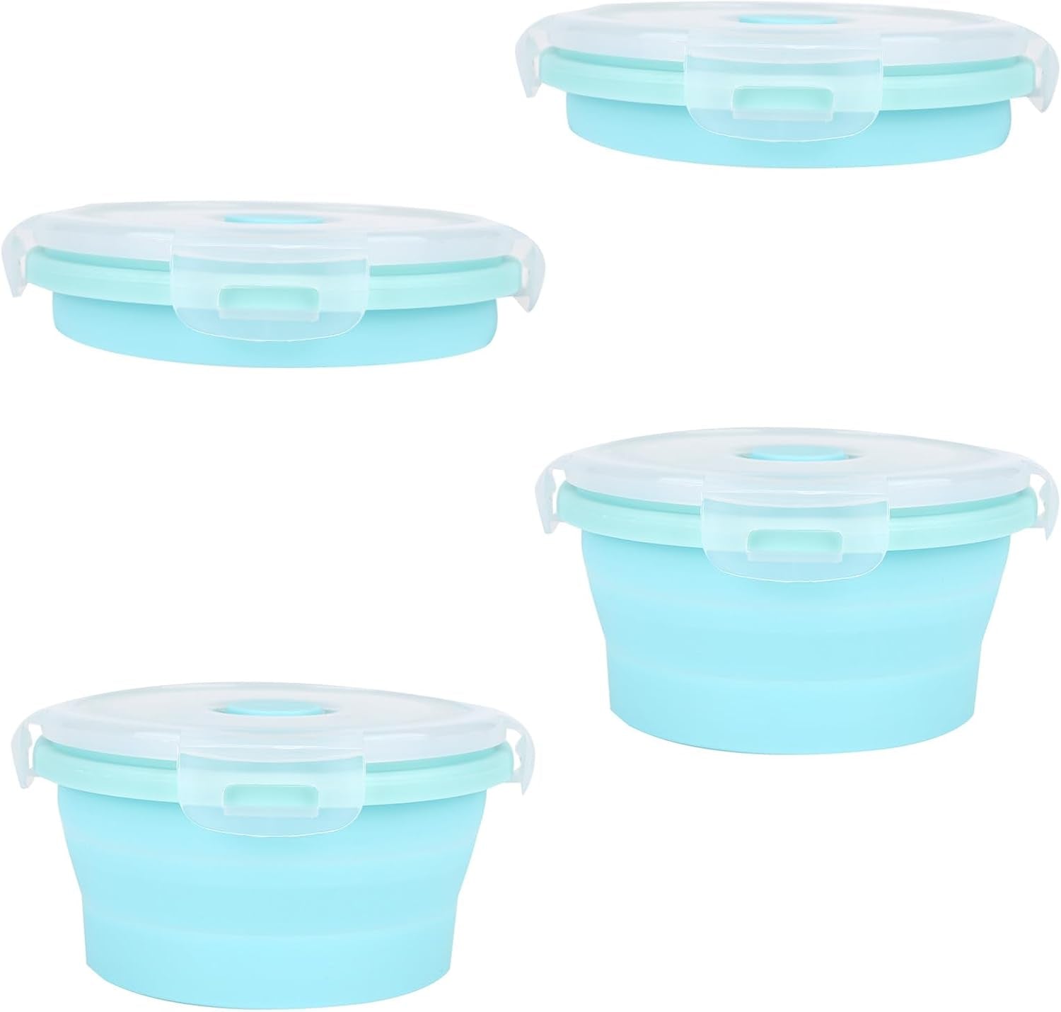 luter-2-pieces-collapsible-dog-bowls-silicone-food-water-travel-foldable-bowl-with-lids-portable-expandable-pet-feeding-watering-cup-dish-for-walking-kennels-camping-350ml-12x12x3cm-pink-blue