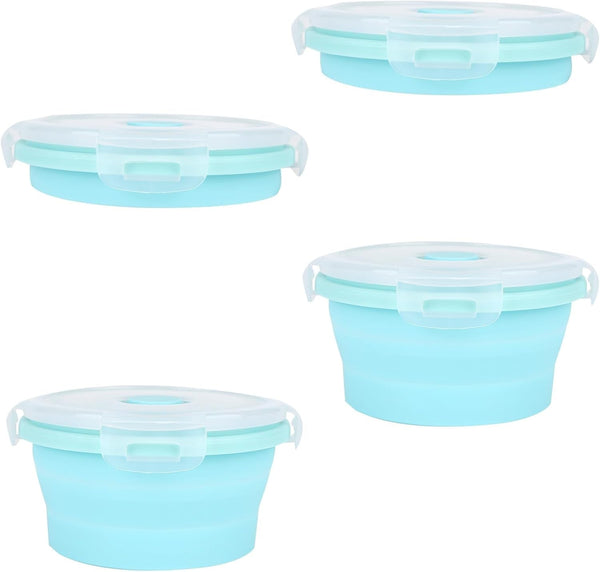 Luter 2 Pieces Collapsible Dog Bowls Silicone Food Water Travel Foldable Bowl with Lids Portable Expandable Pet Feeding Watering Cup Dish for Walking Kennels Camping 350Ml (12X12X3Cm) (Pink & Blue)9