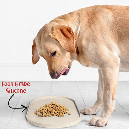 Dogbuddy Dog Food Mat - Waterproof Dog Bowl Mat, Silicone Pet Mat for Food and Water Bowls, Nonslip Pet Feeding Mat with Edges, Dogs Food Mats for Floors, Puppy Supplies (Small, White Sand)7