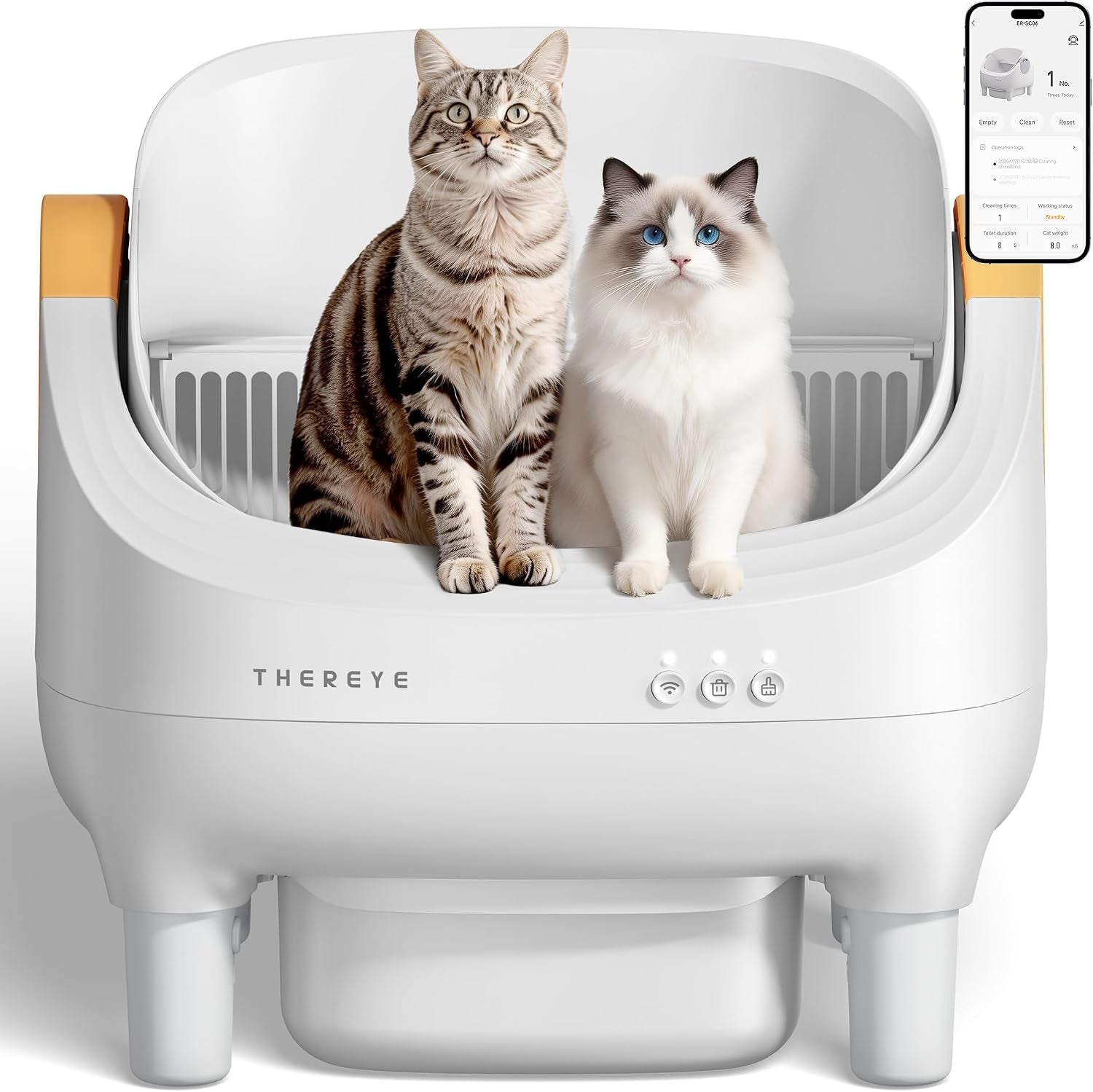 thereye-self-cleaning-cat-litter-box-open-top-automatic-litter-box-with-app-control-safety-sensor-and-10l-large-waste-bin-smart-kitty-litter-boxes-with-trash-bags-and-mat-for-multiple-cats