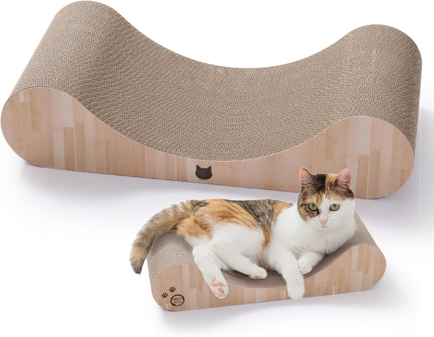 necoichi-cardboard-cat-scratcher-bed-for-indoor-cats-cat-scratching-board-horizontal-cat-scratch-pad-lounger-with-reversible-usability-and-extra-comfort-for-lounge-curved-23-large-dark-cherry