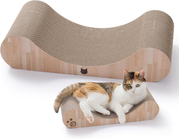 Necoichi Cardboard Cat Scratcher Bed for Indoor Cats - Cat Scratching Board, Horizontal Cat Scratch Pad Lounger with Reversible Usability and Extra Comfort for Lounge, Curved (23" Large, Dark Cherry)9