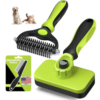 Professional 3PCS Self Cleaning Slicker Brush & Pet Grooming Rake & Flea Comb for Dogs,Cats and Horses | Double-Sided Dematting Comb & Skin Friendly Deshedding Grooming Tool | Pet Supplies (Blue)14