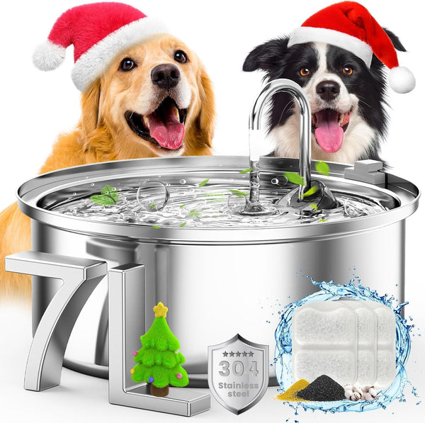 Oneisall 7L/230Oz Dog Water Fountain for Multi-Pet Household,Pwf002 | 25Db Quiet Design,304 Stainless Steel,Contain 3 Set Filters,Visual Water,5-Layer Filtration,Fit for Living Room Kitchen13