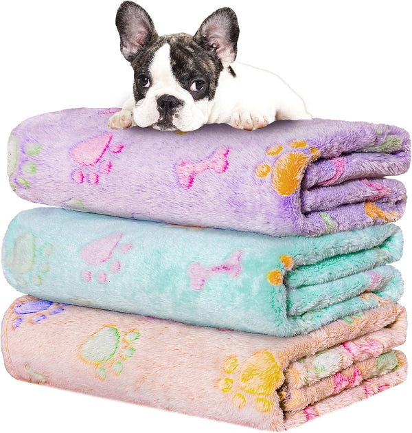 Rezutan Dog Blankets for 3 Pack Large Medium Pet Cat, Soft Fuzzy Washable Blanket, Comfort Flannel Suitable for Dogs Kennels & Beds, Sofas, Furniture, Gifts Puppy Essentials, 41 X 31 Inch, Black18
