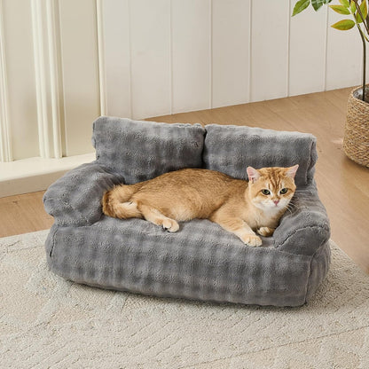 Cat Couch Bed, Cute Pet Sofa for Indoor Cats, 26"X15", Grey | Soft Pet Couch for Kittens Puppies, Small Dog Sofa Bed, Removable Washable Cover2