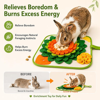 Rabbit Foraging Mat Interactive Bunny Snuffle Mat for Small Animals | Puzzle Toy Indoor Enrichment Feeding Mat 11.8" Treat Dispenser for Bunny Guinea Pigs, Ferrets, Chinchillas, Hamste, Puppies7