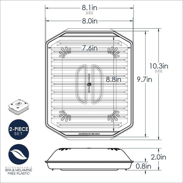 Bacon Rack with Lid, 10.25X8X2 Inches8