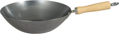 12108410 Carbon Steel Wok with Wood Handle 27Cm/10.5 -Inch, Silver (Lacquer Finish)1