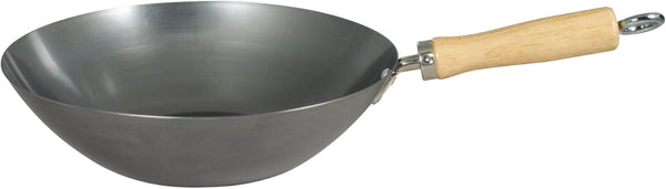 12108410 Carbon Steel Wok with Wood Handle 27Cm/10.5 -Inch, Silver (Lacquer Finish)1
