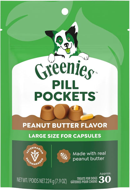 Greenies Pill Pockets Large Size Dog Treats, Peanut Butter, 15.8 Oz | Vet-Recommended, Capsule Size, Low Calorie, Odor Masking, Stress- and Mess-Free Medication Experience20