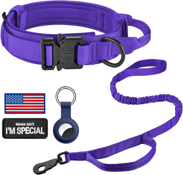 DAGANXI Tactical Dog Collar, Adjustable Military Training Nylon Dog Collar with Control Handle and Heavy Metal Buckle for Medium and Large Dogs, with Patches and Airtags Case (L, Black)14