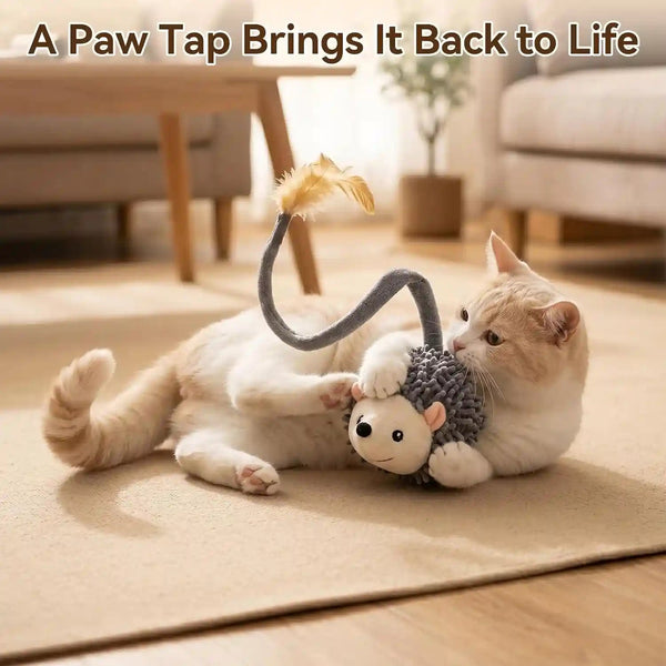 Migipaws Interactive Hedgehog Cat Toy 360° Rolling & Spin with Soft Plush Tail for Indoor Cats Smart Motion Sensor, Realistic Squeak, Rechargeable Plush Kitten Toy (Grey)4