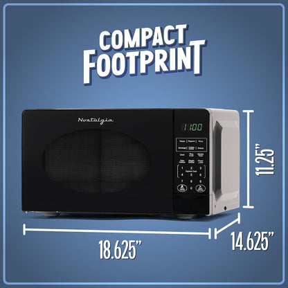 Modern Retro Countertop Microwave Oven - 700-Watt - 0.7 Cu Ft - 12 Pre-Programmed Cooking Settings - Digital Clock - Kitchen Appliances - Black5