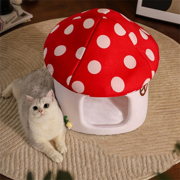 LYFJMUS Mushroom Cat Bed for Indoor Cats Mushroom Cow Shape Cat Cave Bed Cat Tent with Removable & Washable Cushion Pillow Cat House Bed for Cats Small Dogs ﻿5