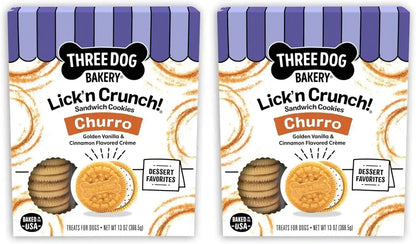 Three Dog Bakery Lick'N Crunch! Dog Treats - 13 Oz | Golden Vanilla & Peanut Butter Sandwich Cookies - Crunchy Treats with Peanut Butter Creme9